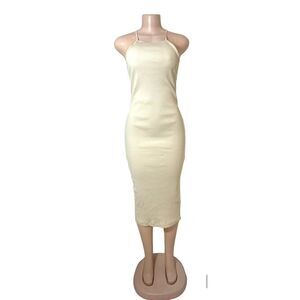 ZARA NWT OFF‎ WHITE RIBBED DRESS / Size M